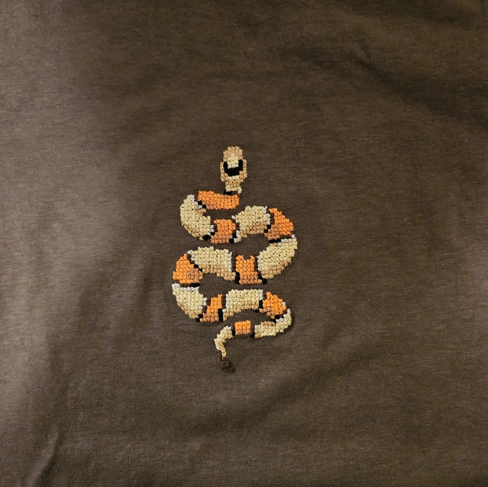 HANDMADE Cross Stitch Snake Shirt - Picture 2 of 4